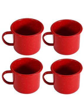 Set of 4 Enamelware Coffee Mugs Camping Hiking Cups Wine Cup Metal Mug